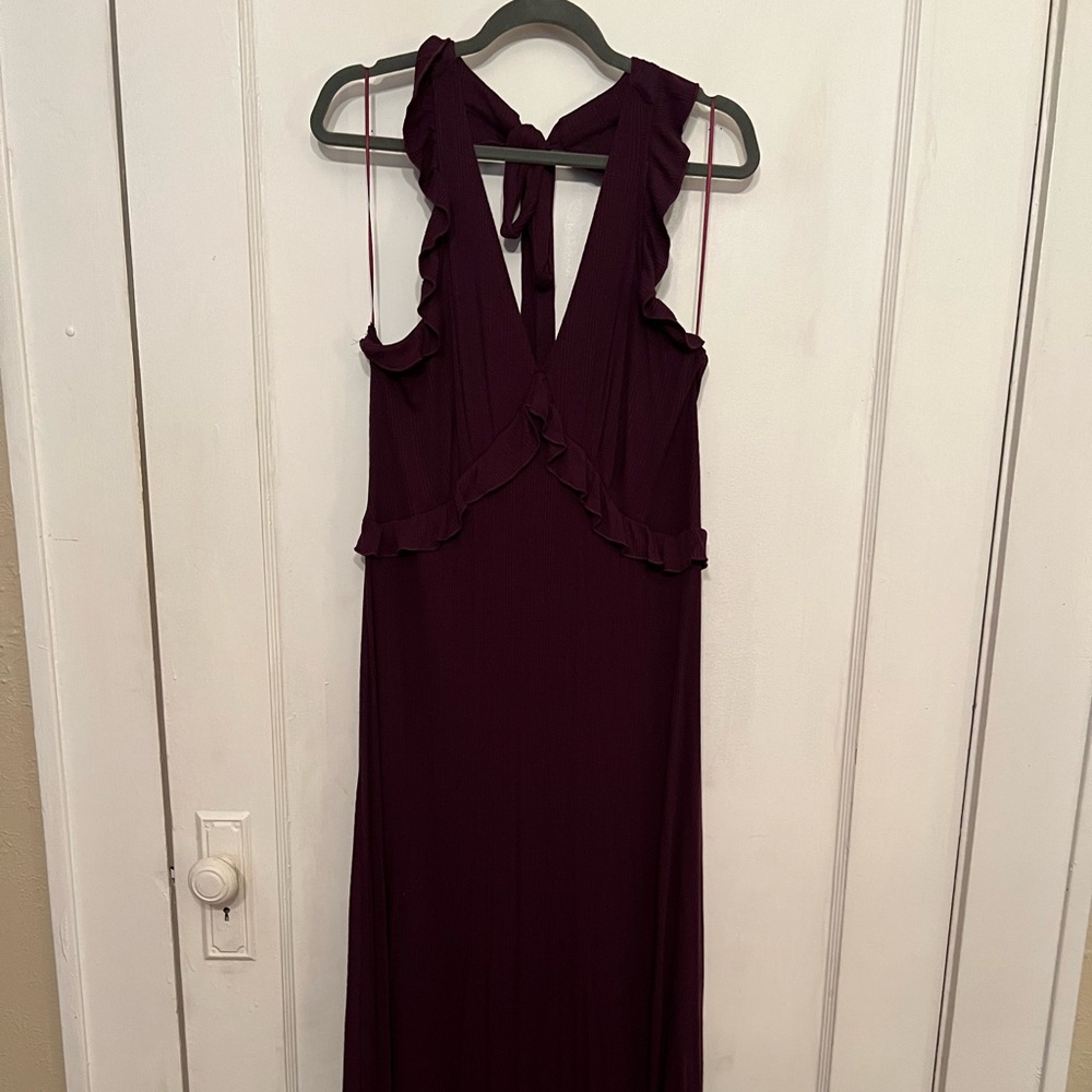 Anthropologie 1X plum ruffle maxi - Picture 5 of 7